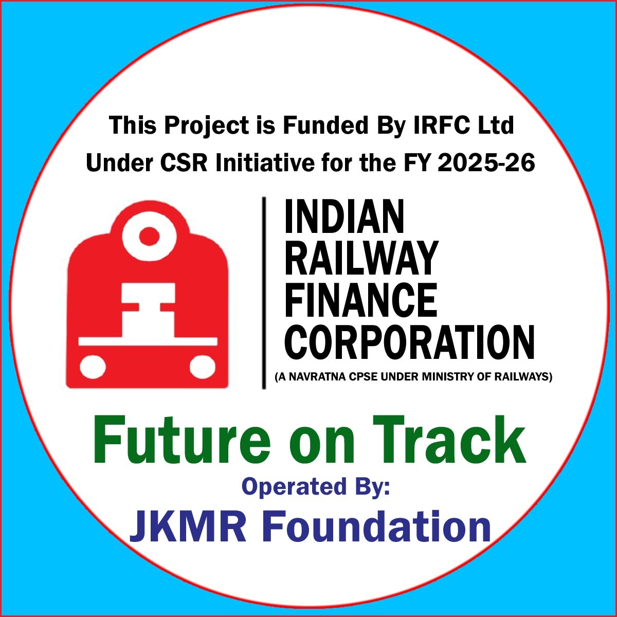 Indian Railway Finance Corporation CSR support logo for JKMR Foundation Swachh Schools Project
